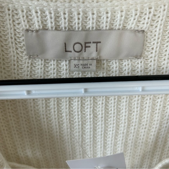 NWT Loft Women’s Blue Ivory Striped Collared Lace Up Tie Neck Knit Sweater Sz XS - Picture 5 of 9